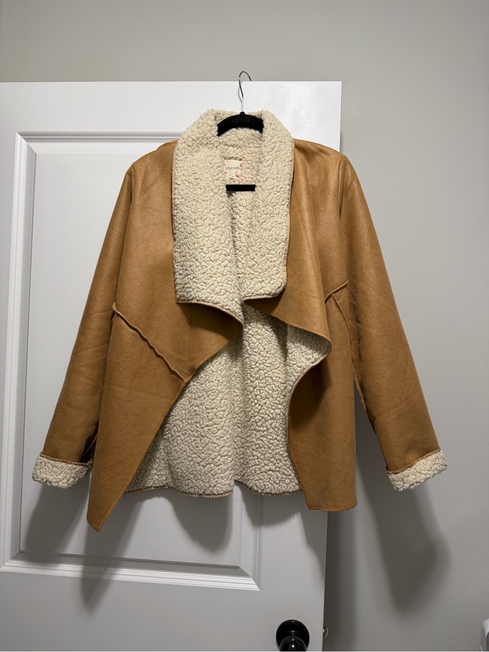 Cherish Tan Jacket with Cream Sherpa Lining